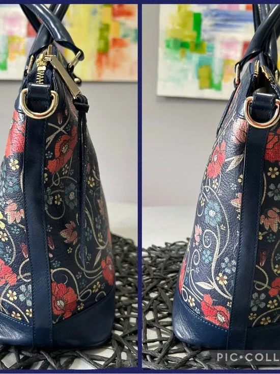 Brahmin Large Duxbury Navy Baronia Floral Satchel & Matching Suri Wallet - Picture 10 of 16